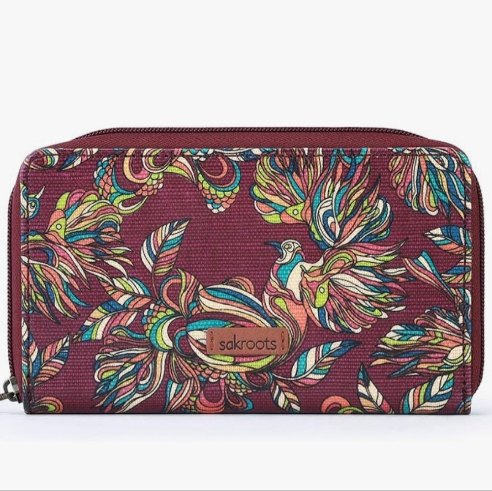 Sakroots Burgundy Multicolor Artist Circle Wallet